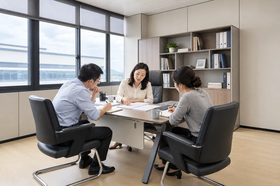 A project lead working with colleagues on a scientific project